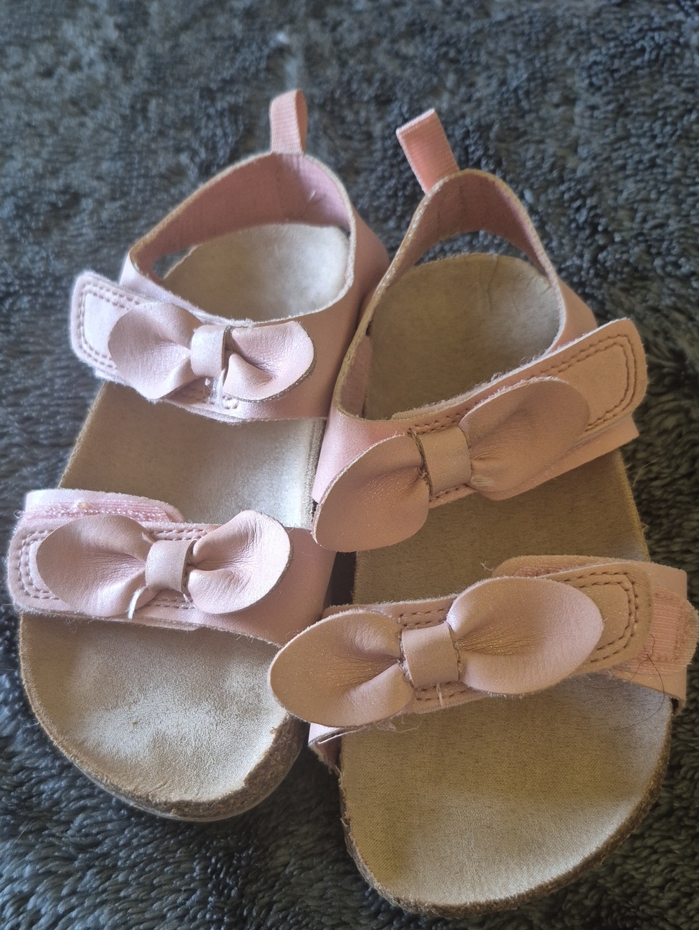 Girls Pink Bow Sandals - Soft Strap Kids Sandals Size 9